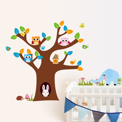 Cartoon Cute Animals Forest Owl Tree Wall Stickers ZY1022