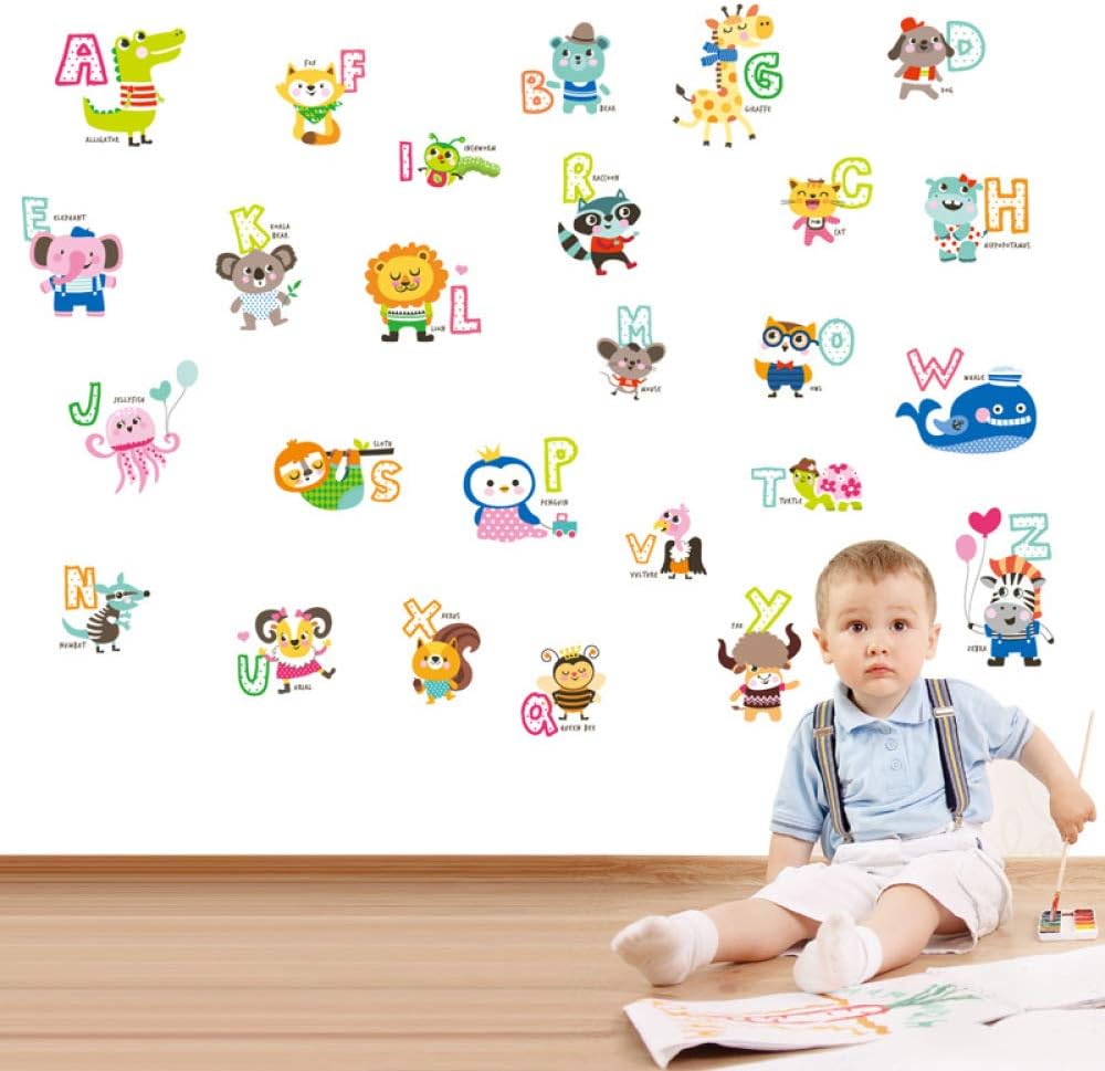 Cartoon Animal Alphabet Study Wall Stickers Abc 1054