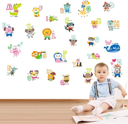Cartoon Animal Alphabet Study Wall Stickers Abc 1054