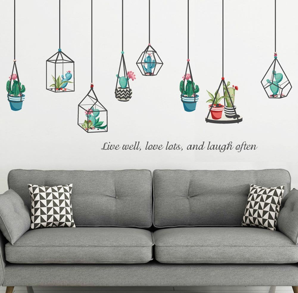 HM92013 weii  Stickers Decor Living Room Succulent Sticker Removable Vinyl ArtMural Decals