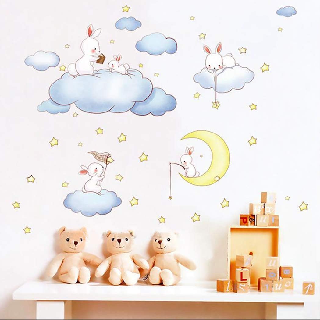Rabbit sitting on clouds wall decal am9168