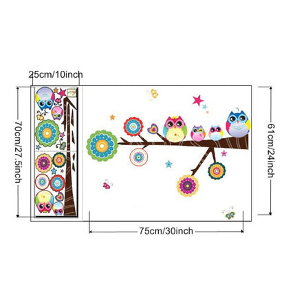 Decals Design 'Lovely Star Owl Family' Wall Sticker (PVC Vinyl, 25 cm x 70 cm), Multicolour