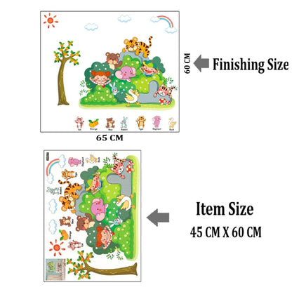 JAAMSO Royals Combo Pack of 2 Style Wall Sticker | Tiger Bear Cat Cartoon Design (60 CM X 45 CM) | Winnie The Pooh Design (70 CM X 50 CM) | Vinyl Home Décor Wall Sticker