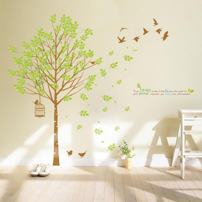 Am 9124 Large Bird Cage Wall Decal Home Removable PVC Murals Wallpaper for Girls Boys Nursery Bedroom Living Room Bathroom Kitchen Window Playroom Decor