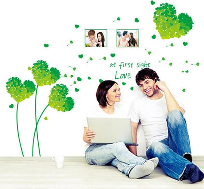 Ay7176g Love Grass Leaf Wall Sticker Green Heart, Photo Frame, Bedroom, Living Room, Wall Decor, Decals
