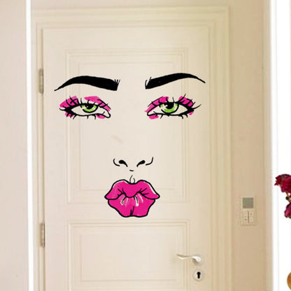 fashionbeautybuy Baby Boy's Lips Woman Kiss Eyebrows Eyes Nose Wall Sticker Decal One Size Colorful