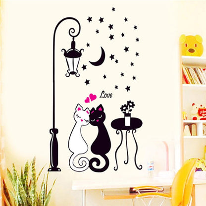 Cat Wall Sticker For Kids Room Lamp and Butterflies Stickers Decor Decals DM570099