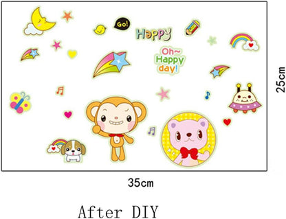 Cortina 25 cm Night Cartoon Radium Theme Vinly Wall Stickers Multi Color Glow in the Dark Sticker