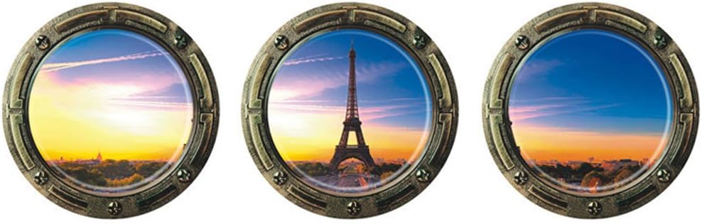 Kei Lara Trick Art Wall Sticker Window [Scenery from Round Window] Stylish Wall Sticker Removable DIY Wallpaper Sticker