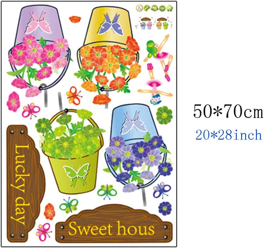 Precioso jardín macetas maceta hojas mariposas pequeñas flores para pared casa papel adhesivo extraíble Living comedor wall sticker