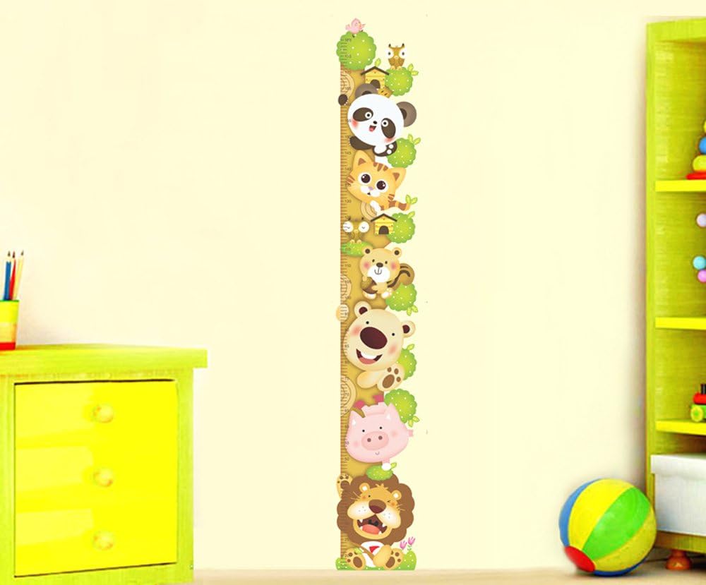 Cartoon Cute Cat Lion Panda Height Chart Decals Children's Room Nursery Removable Wall Stickers Murals size 60x90 xl8003