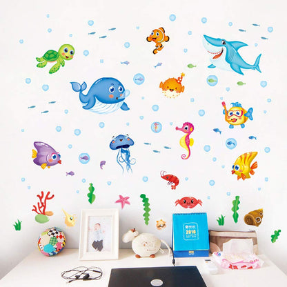 XL7206  Wall Sticker Underwater Ocean Fish Seaweed Removable Wall Decal, Children Kids Baby Home Room Nursery DIY Decorative Adhesive Art Wall Mural