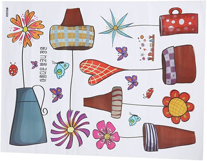 Ay947 Cute Flower Wall Sticker Kitchen Window Sticker Butterfies Wall
