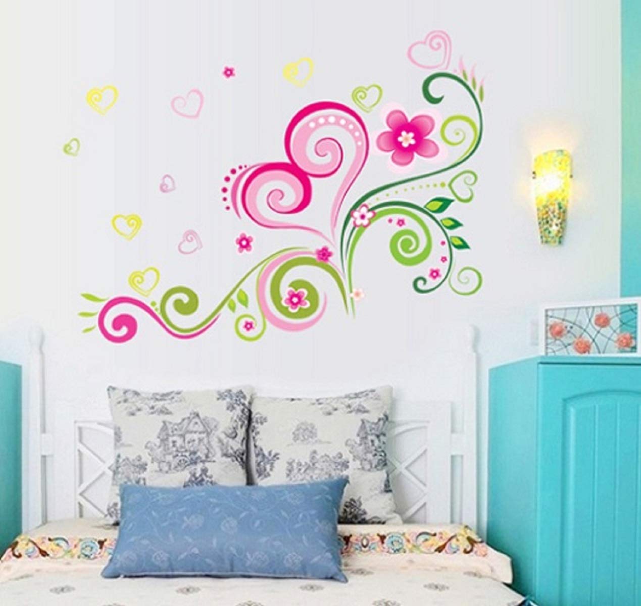 New 2024 Lp Xy8006 DIY Wall Sticker, Stickers Living Room Bedroom Sofa Backdrop Fantasy Flower Wall Stickers Decal Decoration Products Accessories