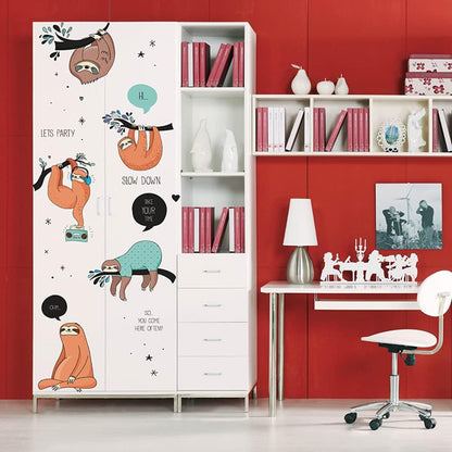 Winhappyhome Sloth Wall Art Stickers for Bedroom Living Room Coffee Shop Removable Decor Decals