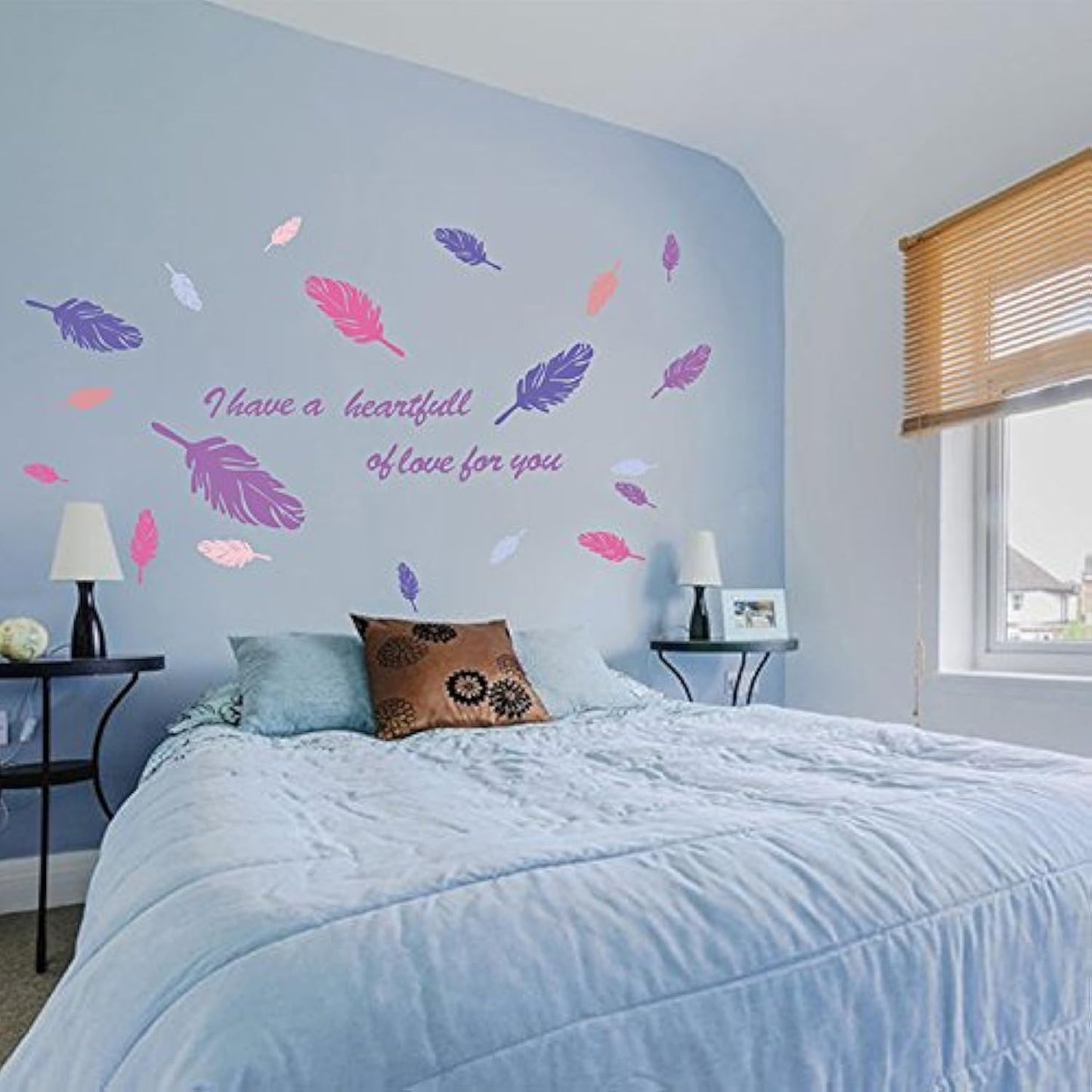 Angel Feather Decorative Wall Sticker Romantic Quotes Eternal Love Wallpaper Living Room Home Decor