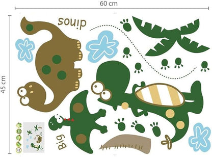 Walplus 50x70 cm Wall Stickers Large Cute Dinosaur Mural Vinyl Home Decoration DIY Décor Wallpaper Children Kids Room Gift, Multi-ColourAy7008 size45x60