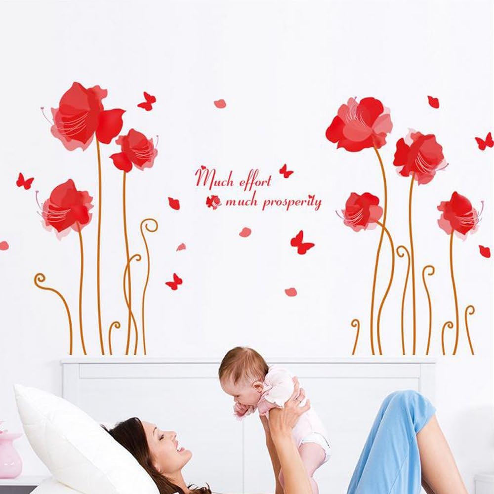 Beautiful Flowers Butterflies Trees Wall Stickers XL8159