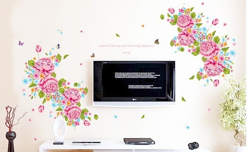 Wall stickers, Folina, floral decoration with pink peonies Ay9120
