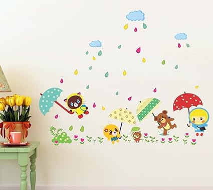 Cartoon Monsoon in a Kindergarten' Wall StickerAy649