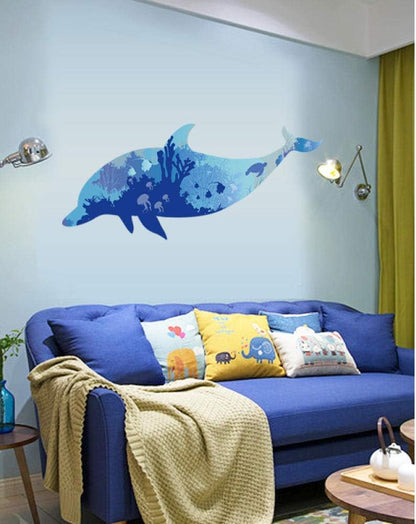 GaoF Pegatinas de Pared de delfín Azul para niños y niñas, calcomanías de Vinilo extraíbles Autoadhesivas para Pared, decoración del hogar DIY