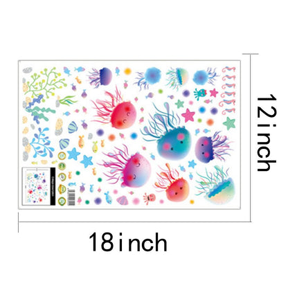 Adam Victor Removable Creative 3D Fun Fish Jellyfish Underwater World Wall Decals Kids Room Wall Decorations Art Décor Stickers Nursery Décor 3D DIY PVC Art Decal Bedroom Bathroom Sticker Xl3042  Size:18x12