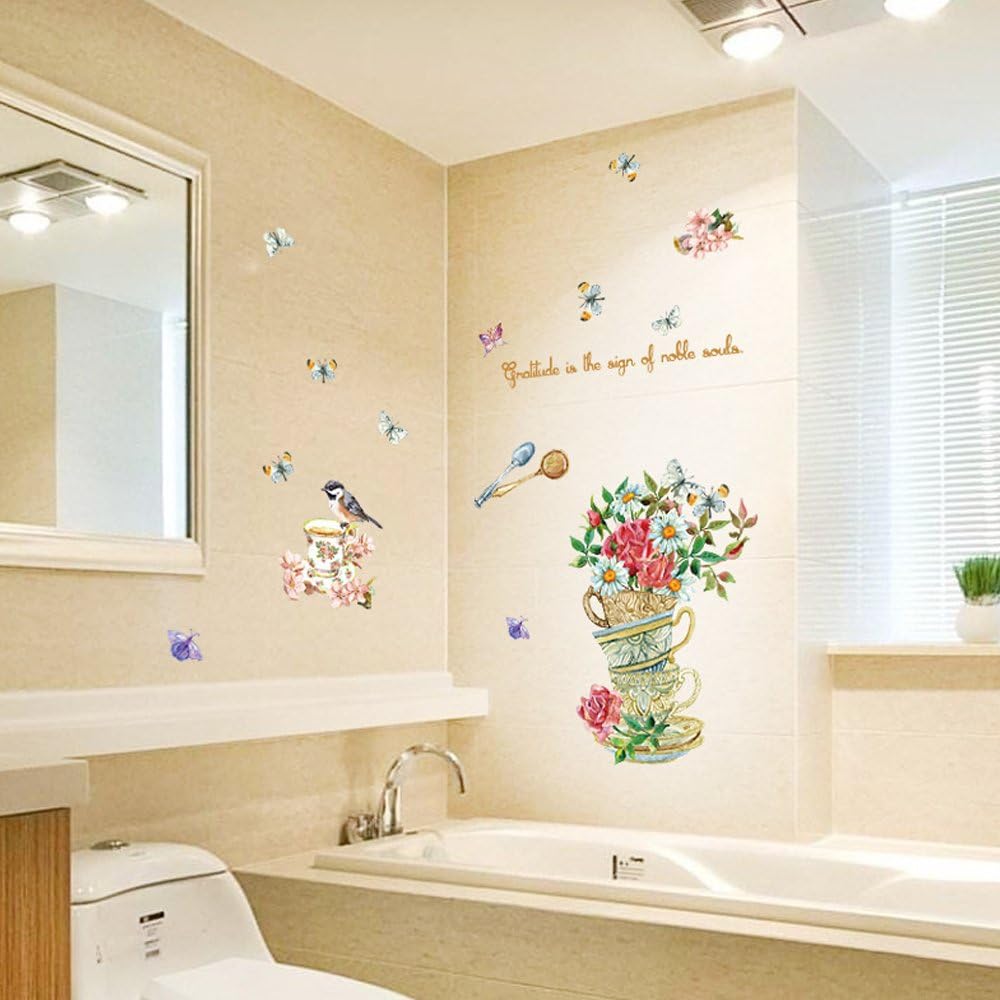 Trees Flowers Butterfly Wall Stickers Cartoon Animals Heart Shaped Wall Decals Home Decor  sk7114 size 50x70
