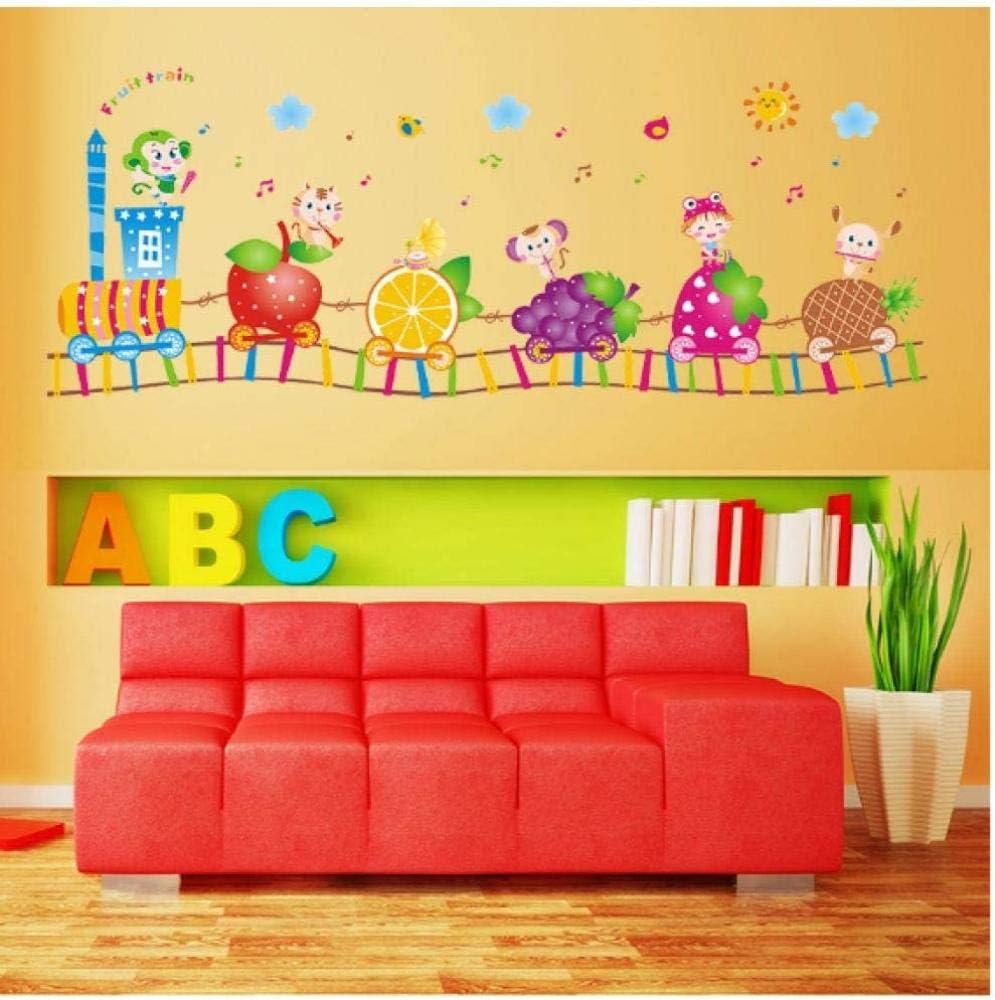 UYEDSR Wall Sticker Cartoon Fruit Train Wall Stickers for Kids room Children Bedroom Nursery Home Decoration Vinyl Removable Art Wall Decals 50 * 70cm