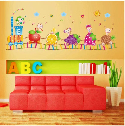 UYEDSR Wall Sticker Cartoon Fruit Train Wall Stickers for Kids room Children Bedroom Nursery Home Decoration Vinyl Removable Art Wall Decals 50 * 70cm