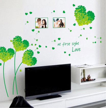 Ay7176g Love Grass Leaf Wall Sticker Green Heart, Photo Frame, Bedroom, Living Room, Wall Decor, Decals