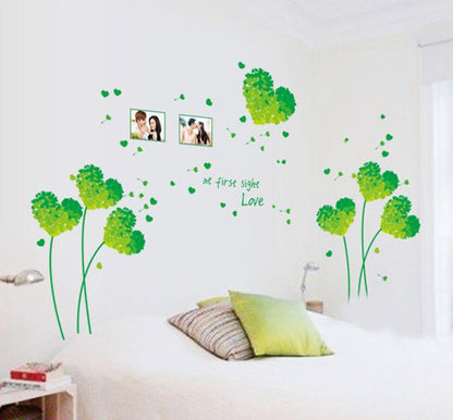 Ay7176g Love Grass Leaf Wall Sticker Green Heart, Photo Frame, Bedroom, Living Room, Wall Decor, Decals