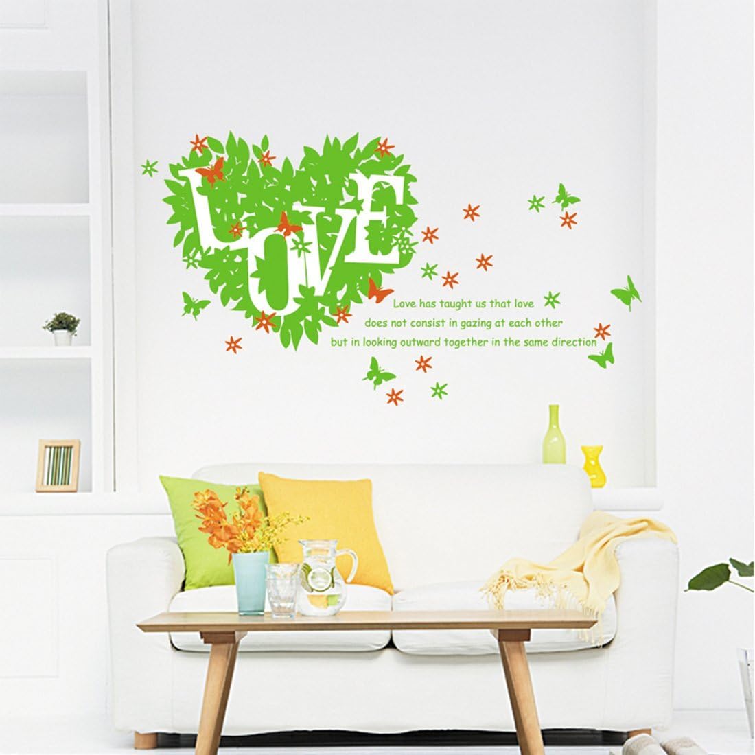 calcomanía decorativo para pared, diseño de corazón con texto en inglés "Love in my heart
