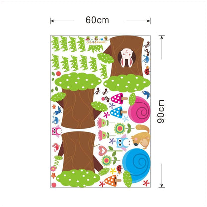 Happy Rabbit Owl Ant Bird Stump Wall Art Decals Decor Peel and Stick Removable Sticker for Children's Room Nursery cd004