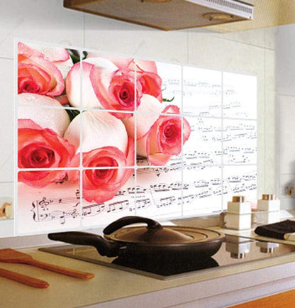 BIBITIME Kitchen Oil Proof Decor Sticker Wall Decal Vinyl Sticker peel and stick Home Art PVC Murals for Restaurant Baker Shop Store Tile Wall
