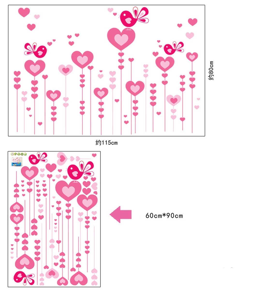 Love Pink Bird Wall Stickers AY9116 Aesthetic Children's Bedroom Wall Stickers