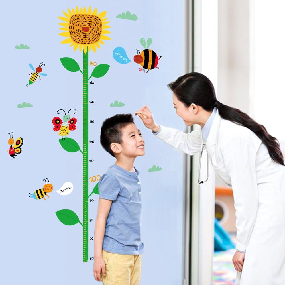 Sks7059 Height Growth Chart for Kids, Height Chart Wall Hanging, Wall Decor, Sunflower Height Growth Measurement Chart for Kids, Wall Art Stickers for Nursery