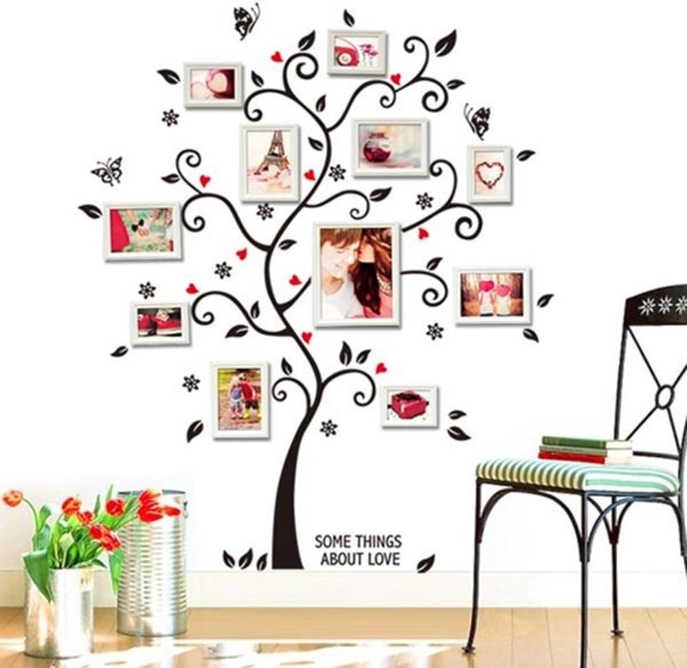 Ay6031 3D Wall Decals Family Trees DIY Wall Stickers with Quotes and Photo Frame for Home Decor Living Room