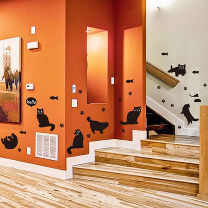 Cartoon Lovely Black Cat Silhouette Wall Sticker Home Decor Kids Room Stairway Corridor Decoration Mural Combination Stickers