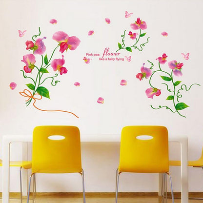 Flipkart SmartBuy 152 cm Wall Stickers Pink Pea Flower for Study Room Self Adhesive Sticker