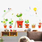 Wall stickers with butterfly, flower, and tree designs, featuring cartoon animals, for home decor,  size 50x70 xh7232