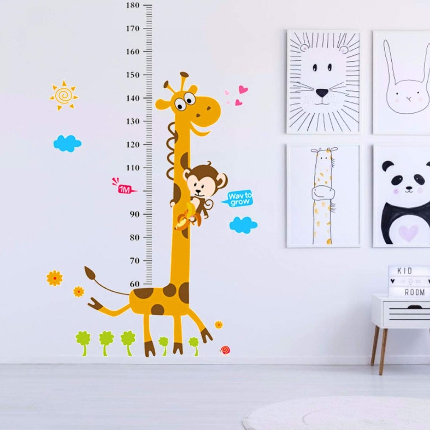 DM690056ELECTROPRIME Growth Height Measure Chart Giraffe Pattern PVC Wall Sticker DIY Wallpaper Decor