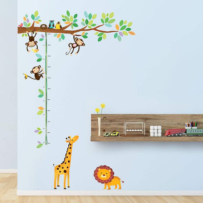 Lependor Little Monkeys Tree and Animals Height Chart Kids Wall Decals Wall Stickers Peel and Stick Removable Wall Stickers for Kids Nursery Bedroom Living...