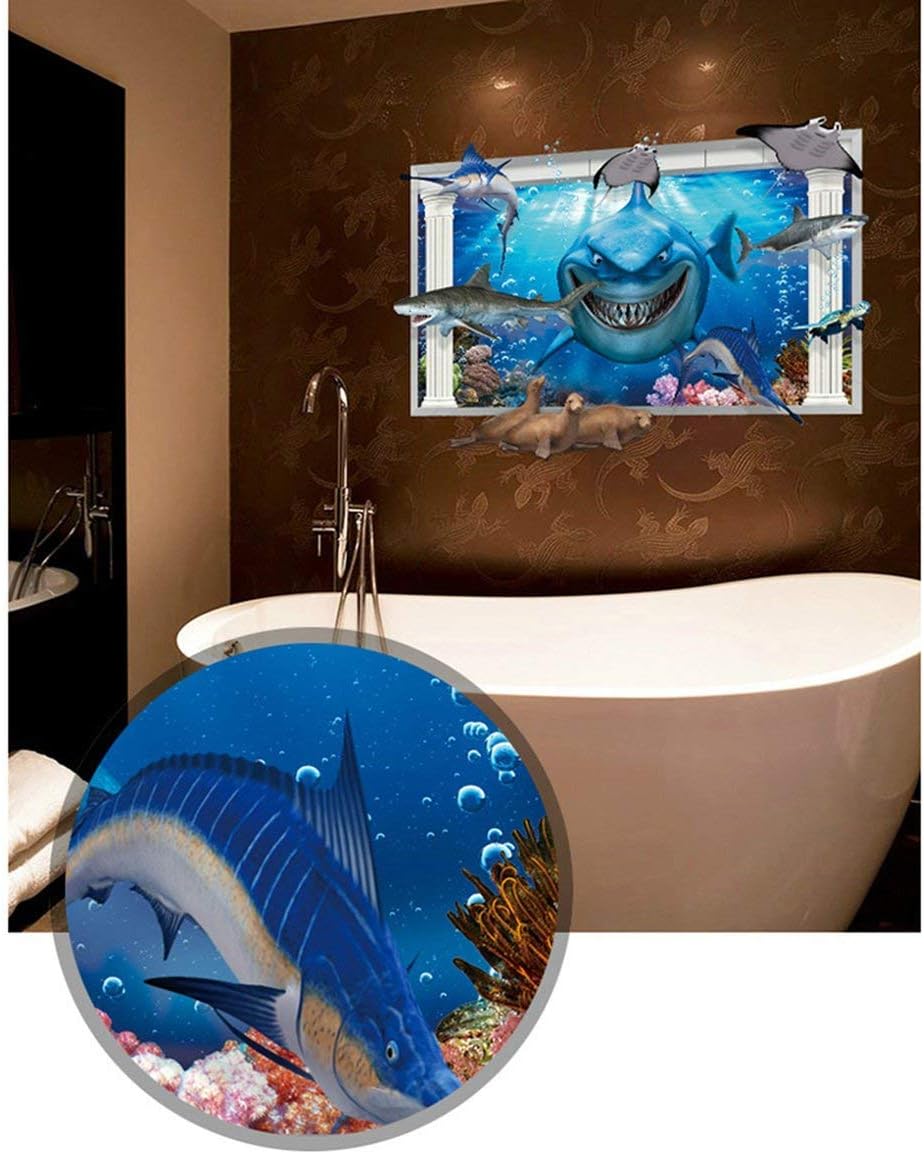 AY9262 Three Dimensional Seaworld Wall Sticker Creative Shark Stickers Removable Room Wall Decoration Sticker