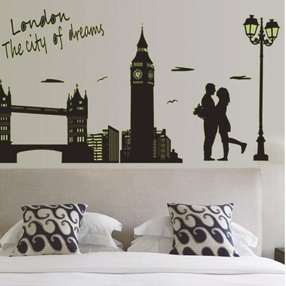 WALLSTICKER LONDON THE CITY GLOW IN THE DARK BRIDGE ABQ9603
