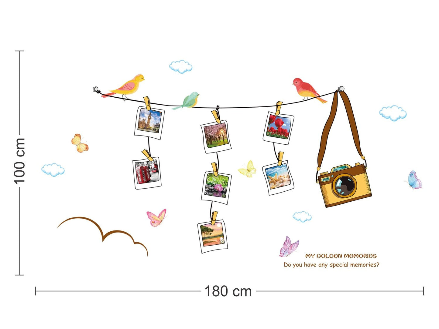 Solimo Wall Sticker for Living Room (Travel Photo Gallery, Ideal Size on Wall, 180 cm X 100 cm), PVC Vinyl