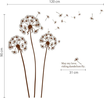 Charming Adhesive Rooms Walls Vinyl DIY Stickers / Murals / Decals / Tattoos With Dandelions In the Wind And Love Quote / Text Designs By VAGA