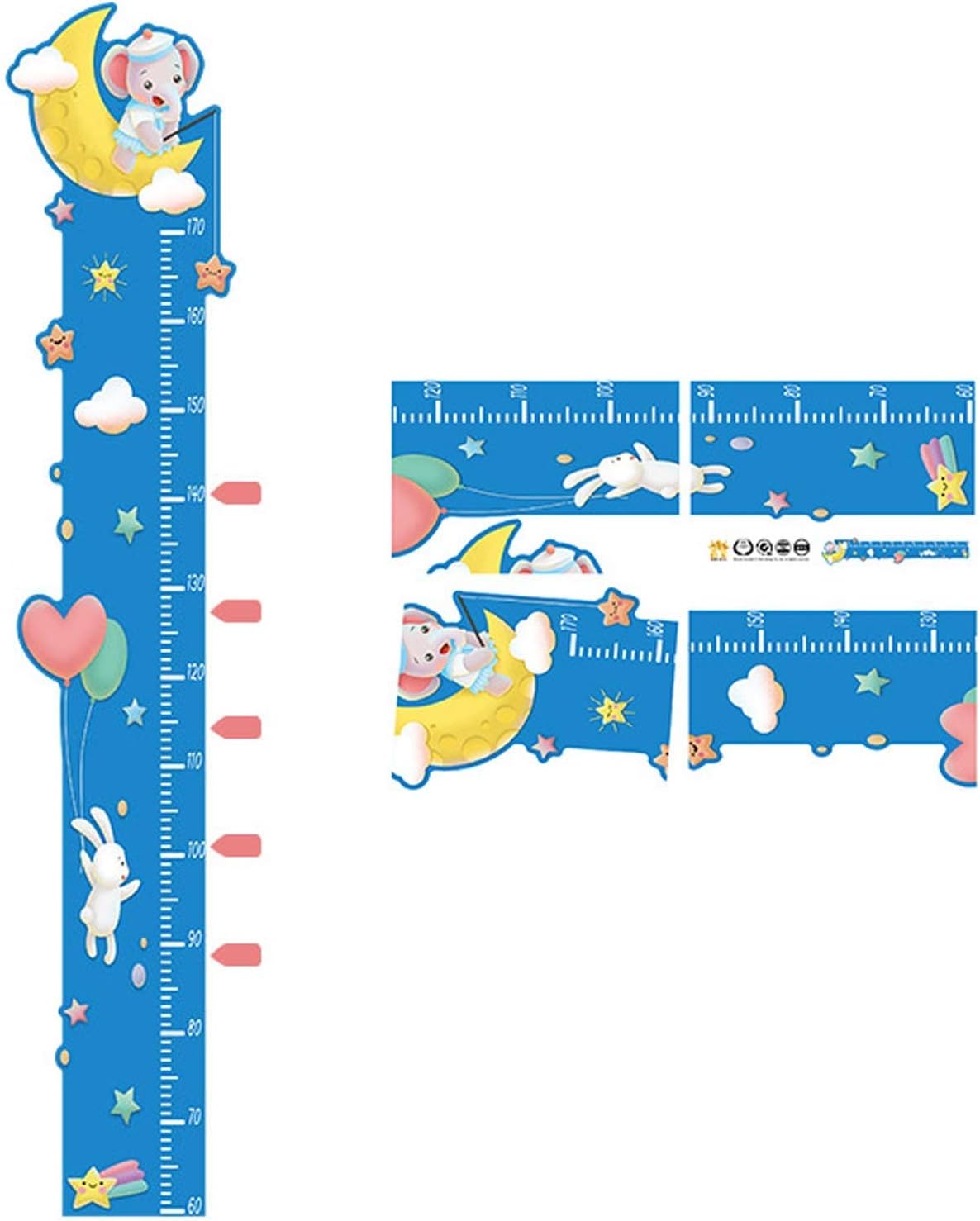 Child Growth Record Growth Chart Wall Measurement Height Chart Wall Sticker Height Measurement Chart Boy Girl Bedroom Nursery Decor Cute Cartoon/Elephant
