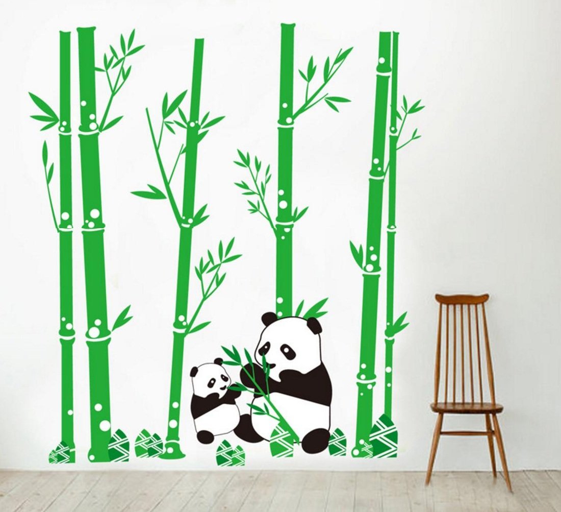 PVC Cute Cartoon Panda Bamboos Decor Wall Stickers Art Decal Removable For Children's Room Decor Bedroom Sitting Room Sofa TV Background By Kamay's CJM7169