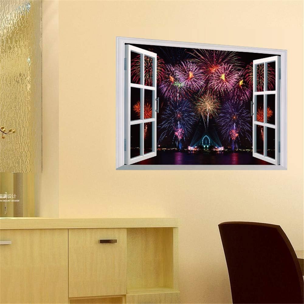 Sk7019 s Wall Stickers Watching Firework Through The Window Wall Decals Living Room Bedroom Wall Poster Mural