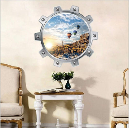 Mrhxly Submarine Porthole View 3D Wall Sticker Underwater Sea Animals Wallpaper Poster Shark Jelly Fish Ocean Landscape Wall Graphic